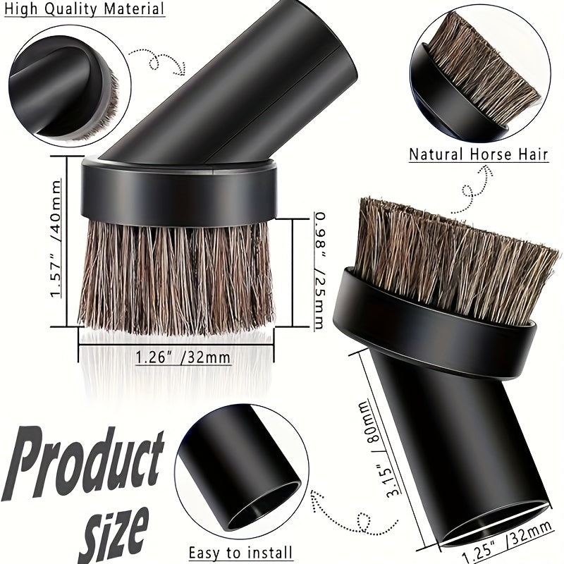 7-chi qismli vakuum qo'shimcha to'plami, 1-1/4 dyuymli shlang adapteri bilan yumshoq qoplamali cho'tka va moslashuvchan bo'shliq asbobi