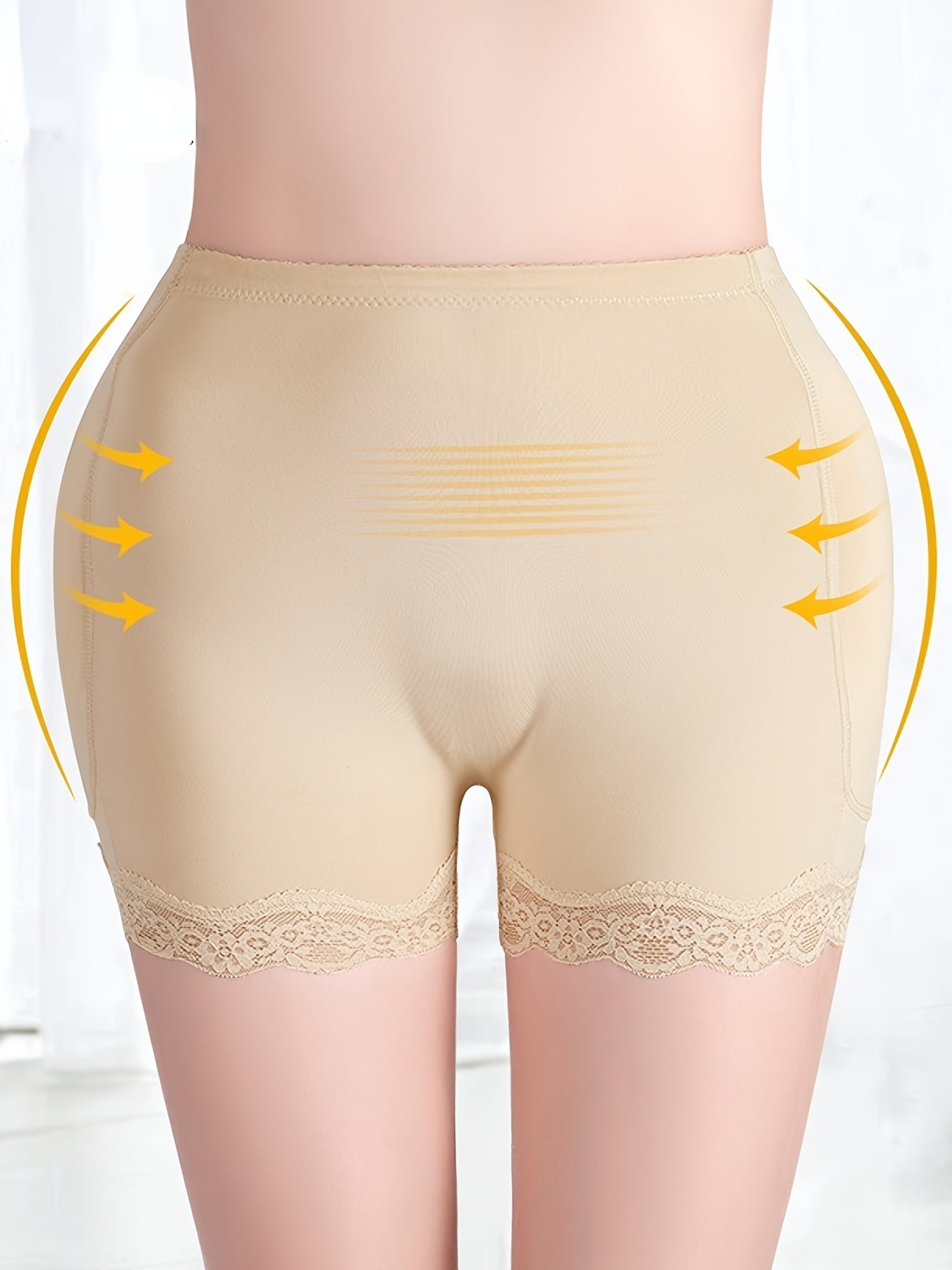 Tugma qirralari bilan belni ko'taruvchi korset, orqa qismni to'ldirish uchun yostiqchalar bilan.