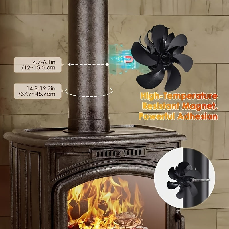 Fireplace Fan Set with 6 Non-Magnetic Fans for Wood Stoves and Chimneys