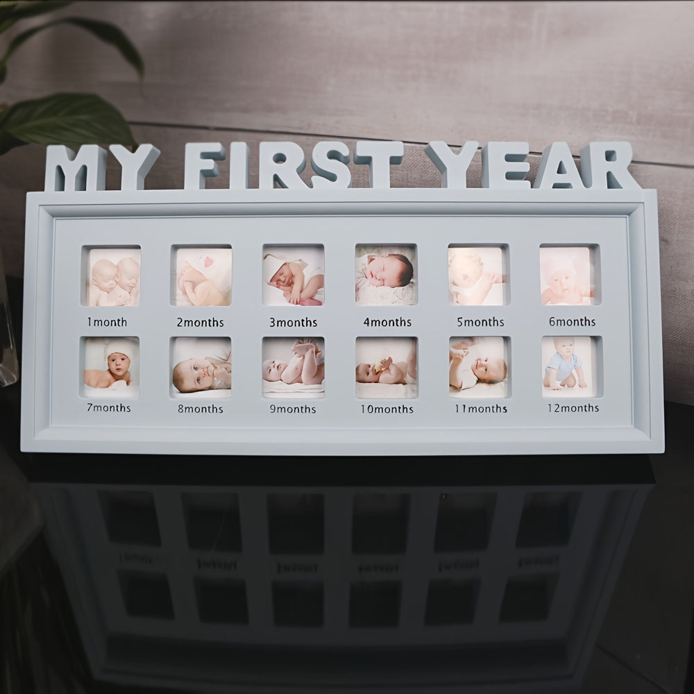 Baby Milestone Photo Frame for First Year Wall and Table Decor