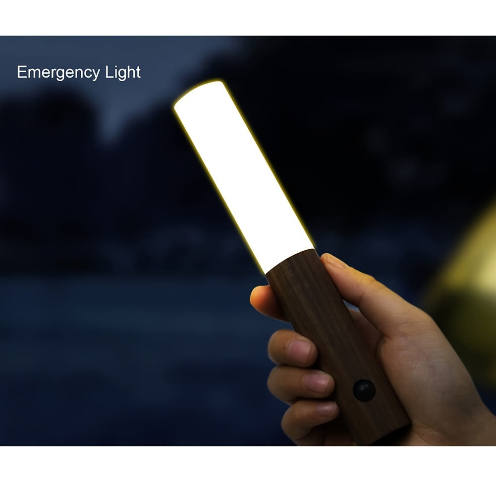 Wooden Motion Sensor Night Light with Rechargeable LED and Magnetic Mount