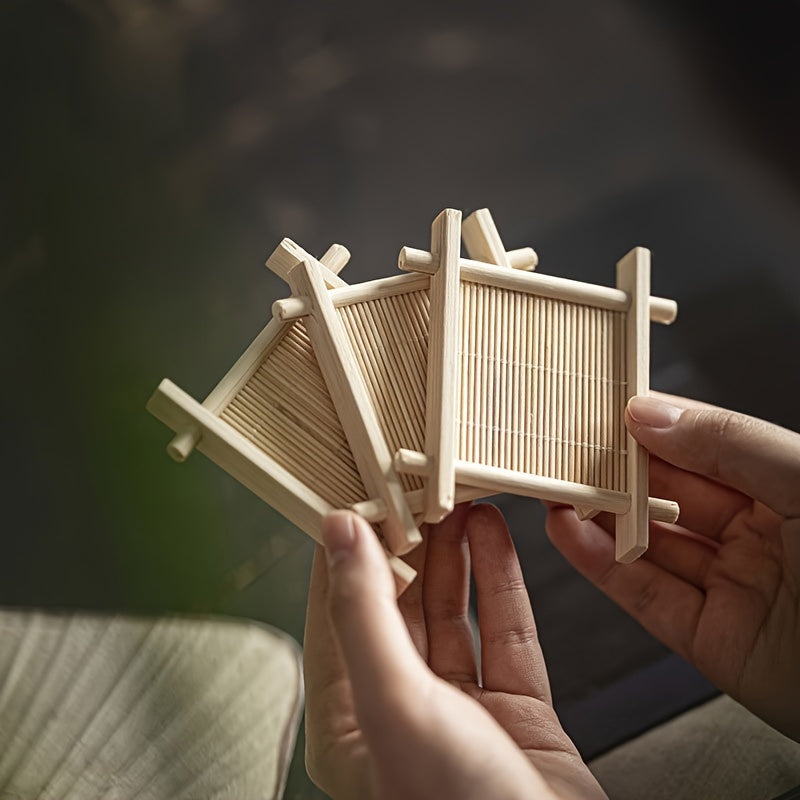 Набор подставок для чая из бамбука с подносом, стильная подставка для чашки для дома и ресторана