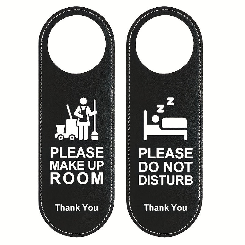 Leather Door Hangers for Hotels Make Up Room and Do Not Disturb Signs