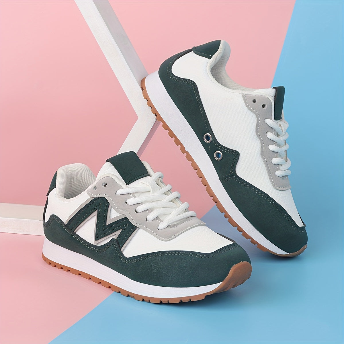 Kids Boys Girls Sneakers Low Top Lace-up Sports Shoes Blue Green Silver PU Lightweight Comfortable