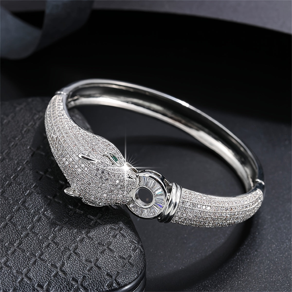 Women's Leopard Head Bracelet with Synthetic Zirconia Stones for Formal Events
