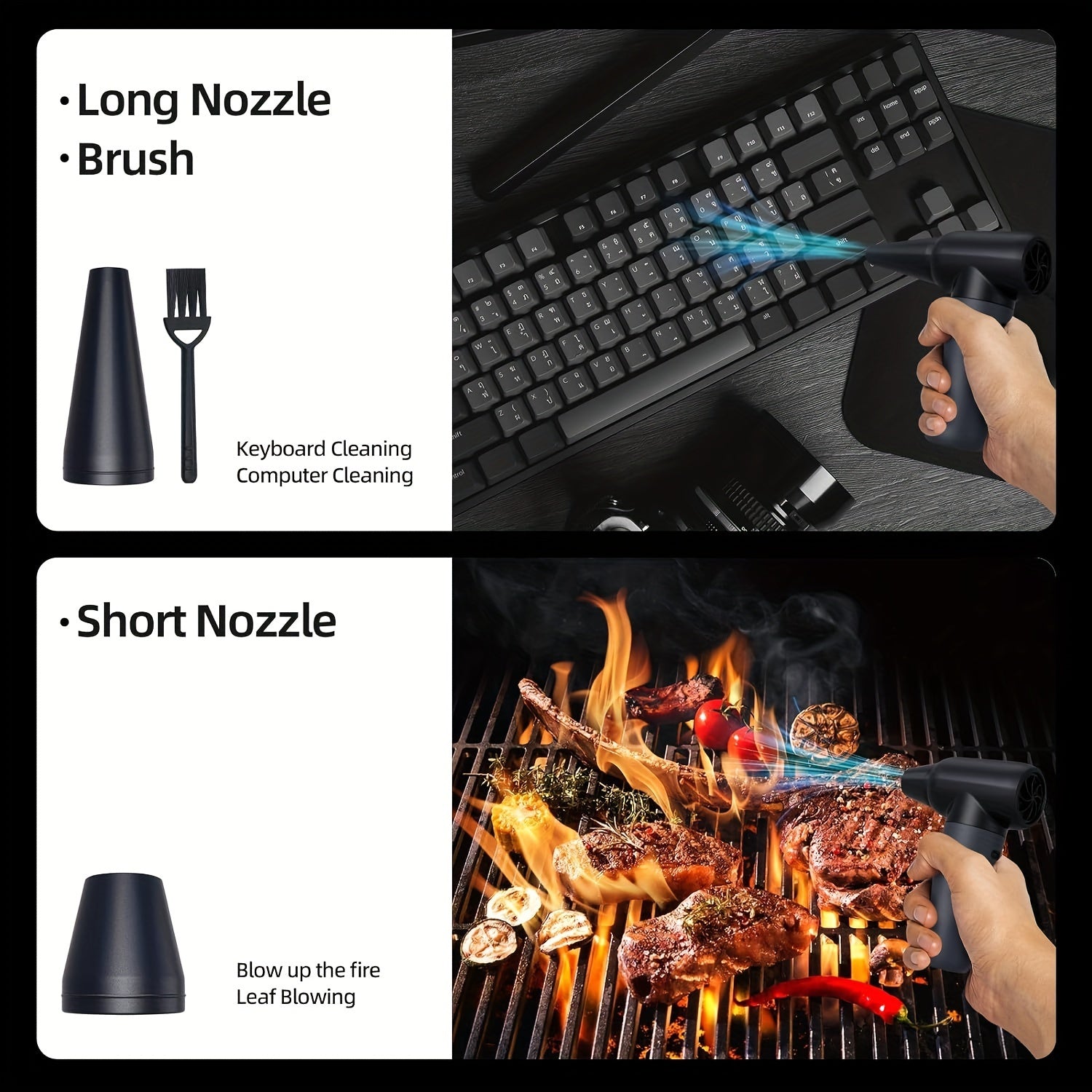 Portable Turbo Jet Fan Rechargeable Blower with High-Speed Air Tube