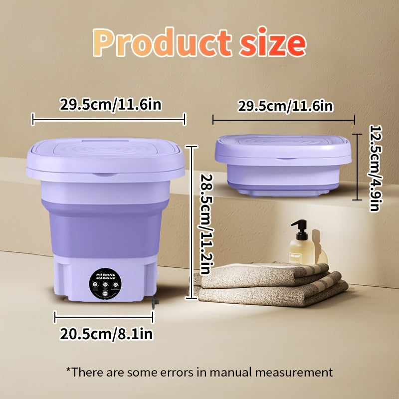 Portable 8L Foldable Washing Machine for Underwear Socks Space Saving Battery Powered