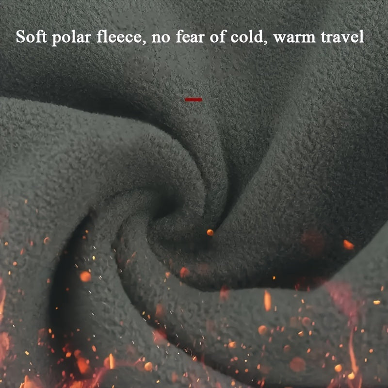 Men's Winter Fashion Set Thick Windproof Earflap Hat Touch Gloves Socks Polyester Knit Warm Cold Resistant