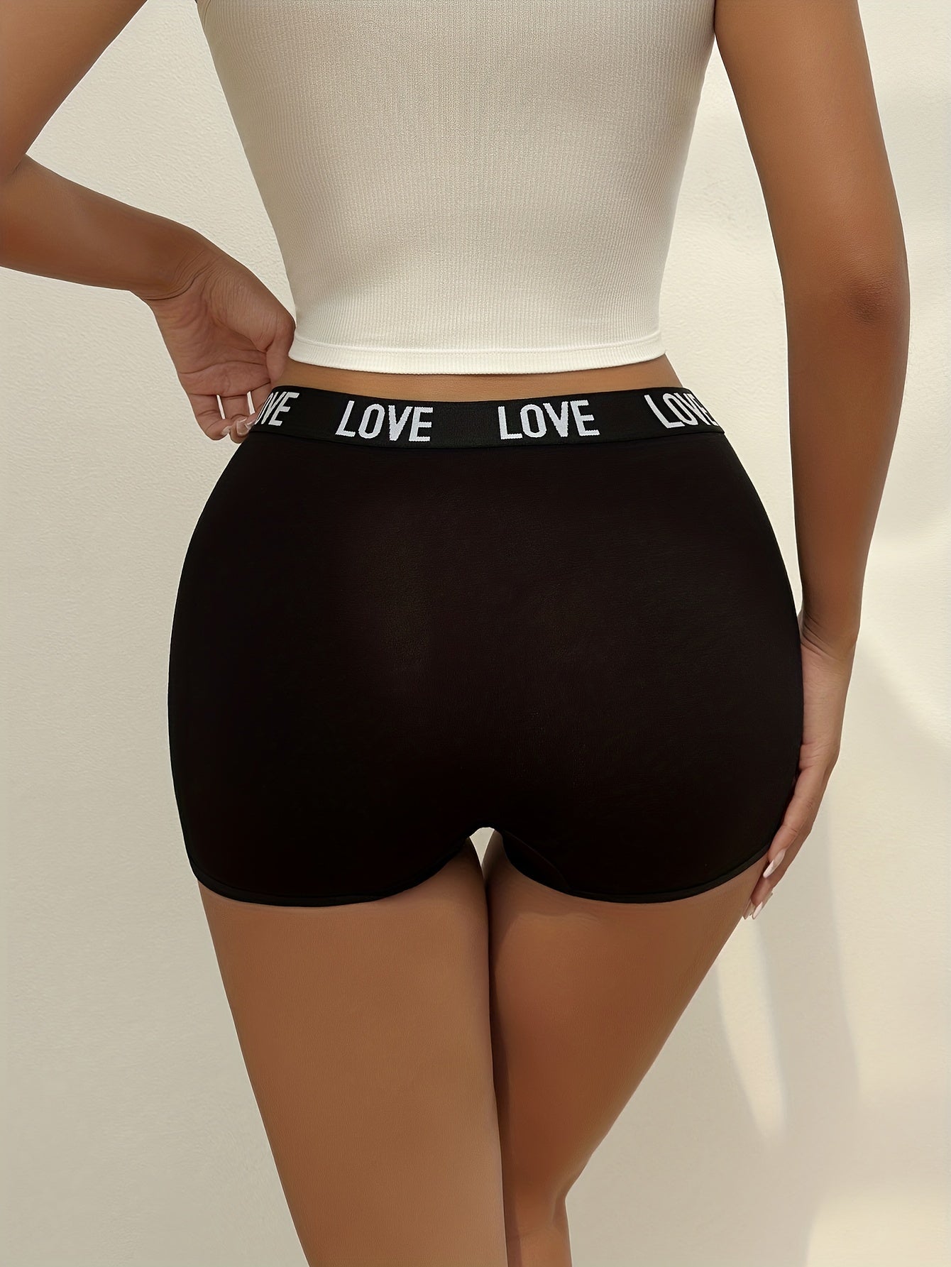 Set of 3 Alphabet Print Women’s Boyshort Panties Soft Stretchy Knit Lingerie