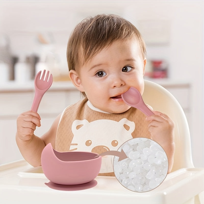 Set of BPA-Free Toddler Utensils with Silicone Forks and Spoons for Self-Feeding