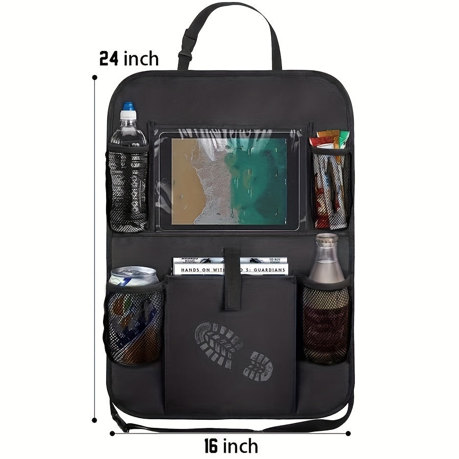 Durable Oxford Car Seat Back Organizer with Tablet Pocket and Storage Bag
