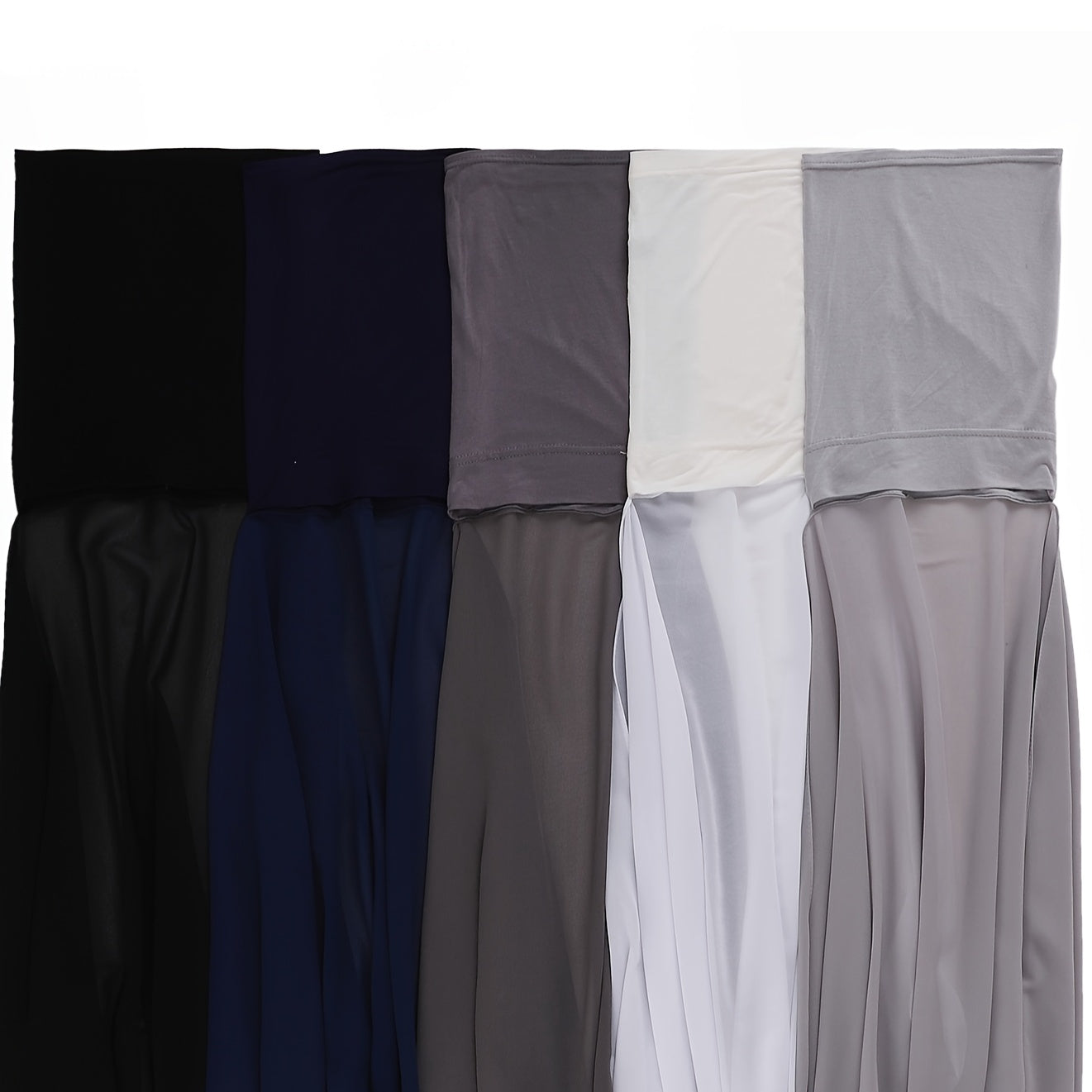 Set of 2 Muslim Instant Hijabs with Inner Cap and Chiffon Headscarf for Ramadan