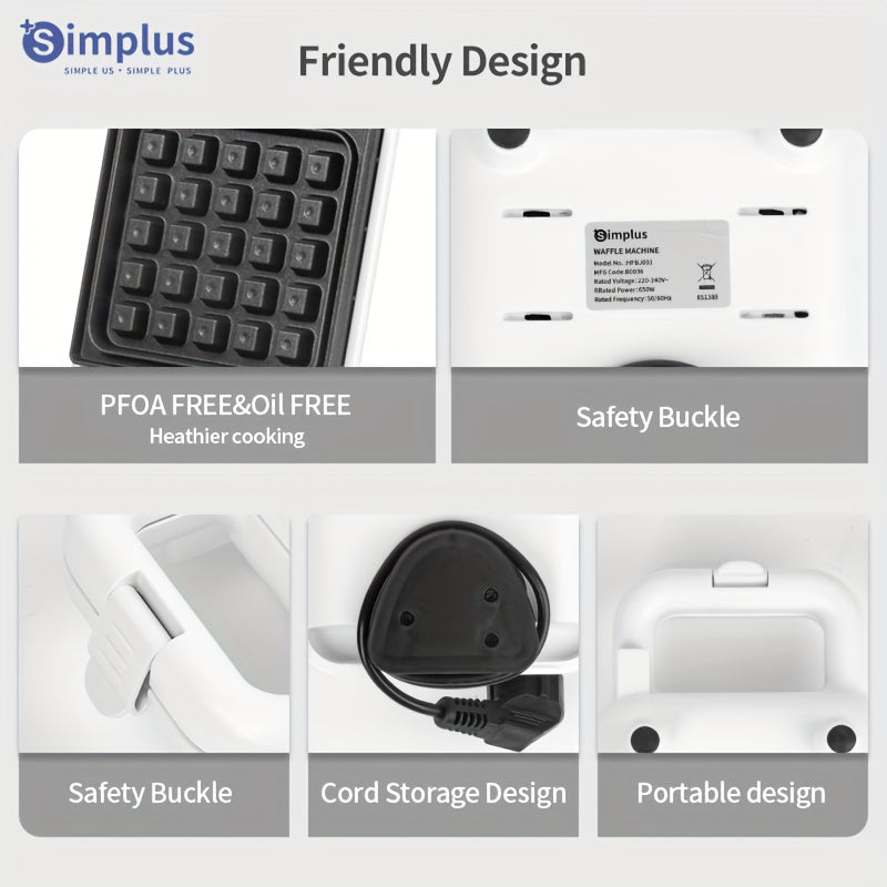 Premium Waffle Maker Non-Stick Surface Auto Shut-Off Kitchen Appliance