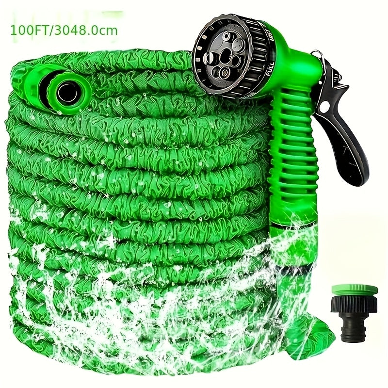 Expandable Green Garden Hose Set 22.86 30.48 38.1 Meters Flexible Retractable High-Pressure Nozzle Connectors