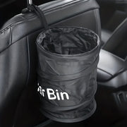Unisex Black Polyester Foldable Car Trash Bin with Compact Storage