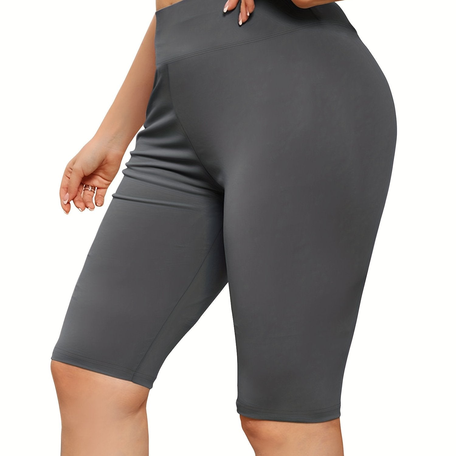 Women's High-Waisted Tummy Control Leggings Summer Yoga Workout Shorts Elastane