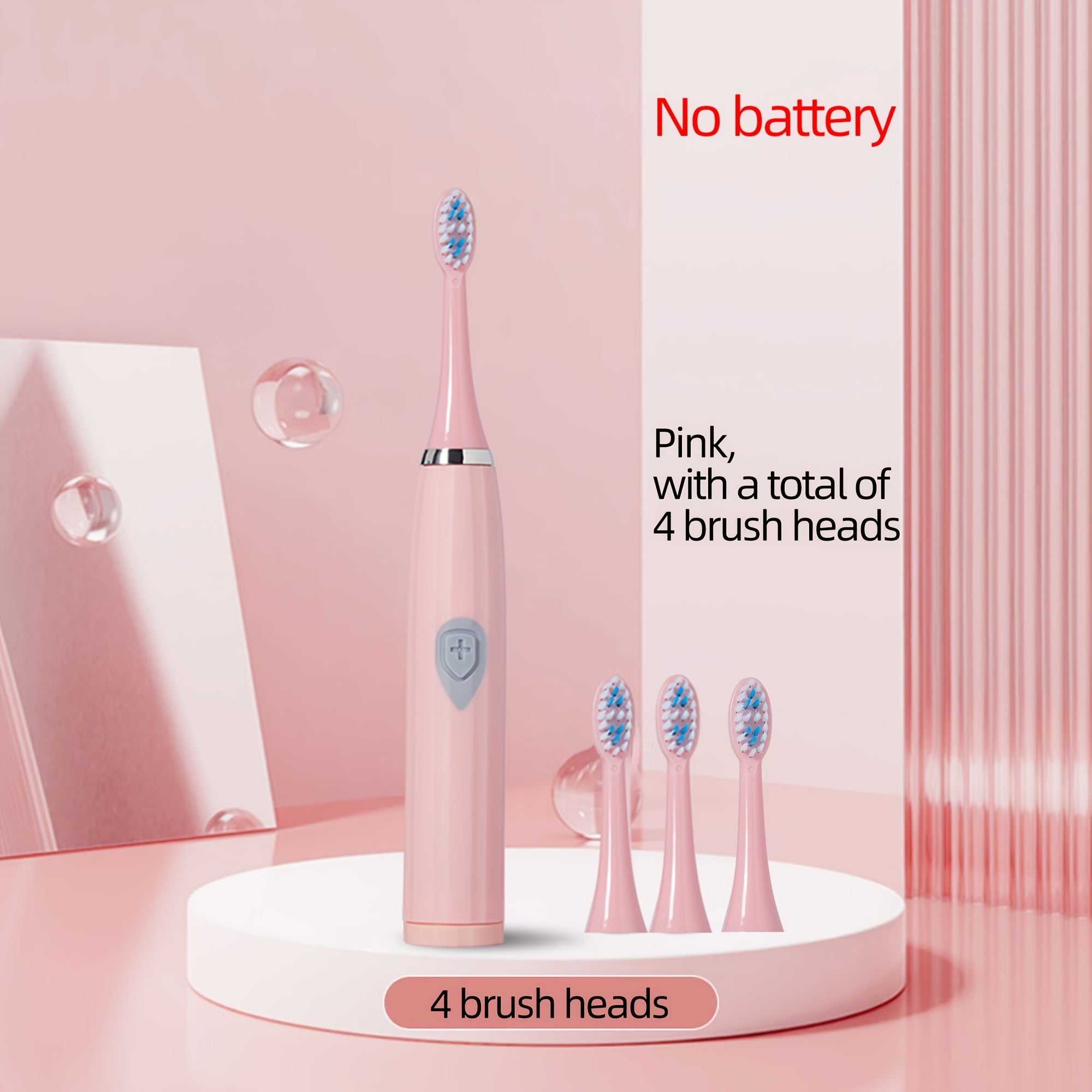 Electric Toothbrush Set with 4 Brush Heads Portable Battery-Powered Travel-Friendly