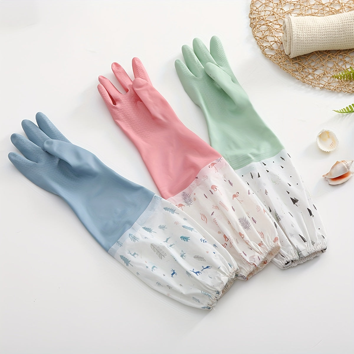 Mustahkam kauchuk tozalash qo'lqoplari - qo'shimcha qalin, suv o'tkazmaydigan, sirpanmaydigan oshxona, idish yuvish va uyda foydalanish uchun - qo'rg'oshinsiz, 3 rangda (Katta)