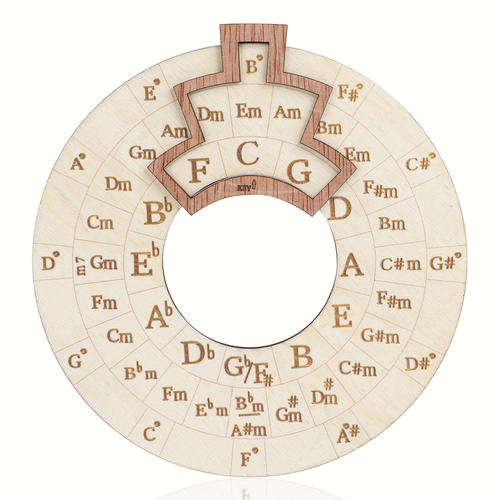 16cm Wooden Circle of Fifths Music Theory Tool for Beginners and Creators