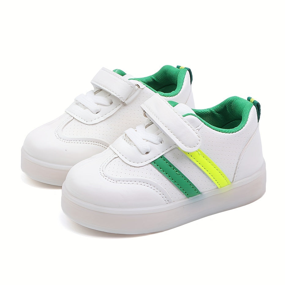 Kids' LED Light-Up Sneakers for Boys and Girls with Flashing Striped Design Non-Slip Rubber Sole Casual Shoes