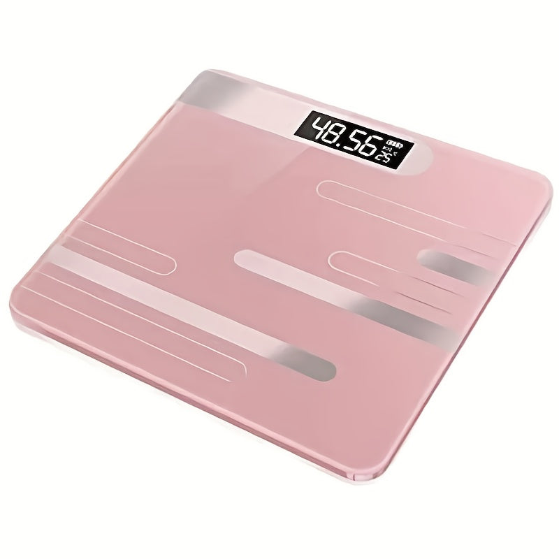 LCD displeyli shisha korpusli vazn o‘lchagich, hammom uchun portativ, batareyali ishlaydi.