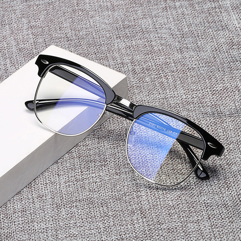 Black Blue Light Blocking Glasses for Men Women Oval Frames Clear Lenses