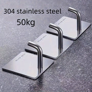 Stainless Steel Adhesive Wall Hooks No-Drill Bathroom Kitchen Door