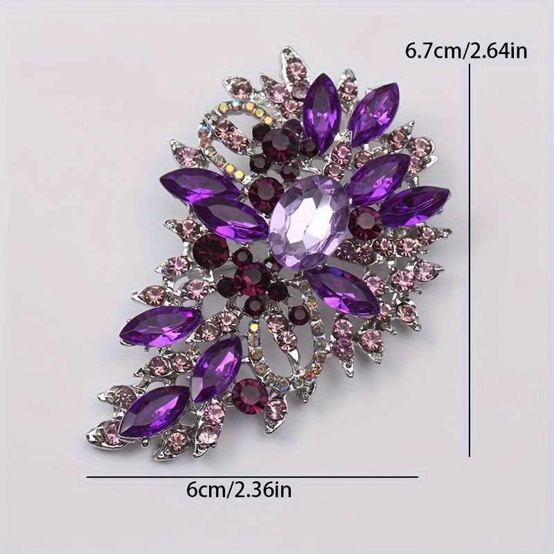 Vintage Rhinestone Brooch Pin with Irregular Flower Design