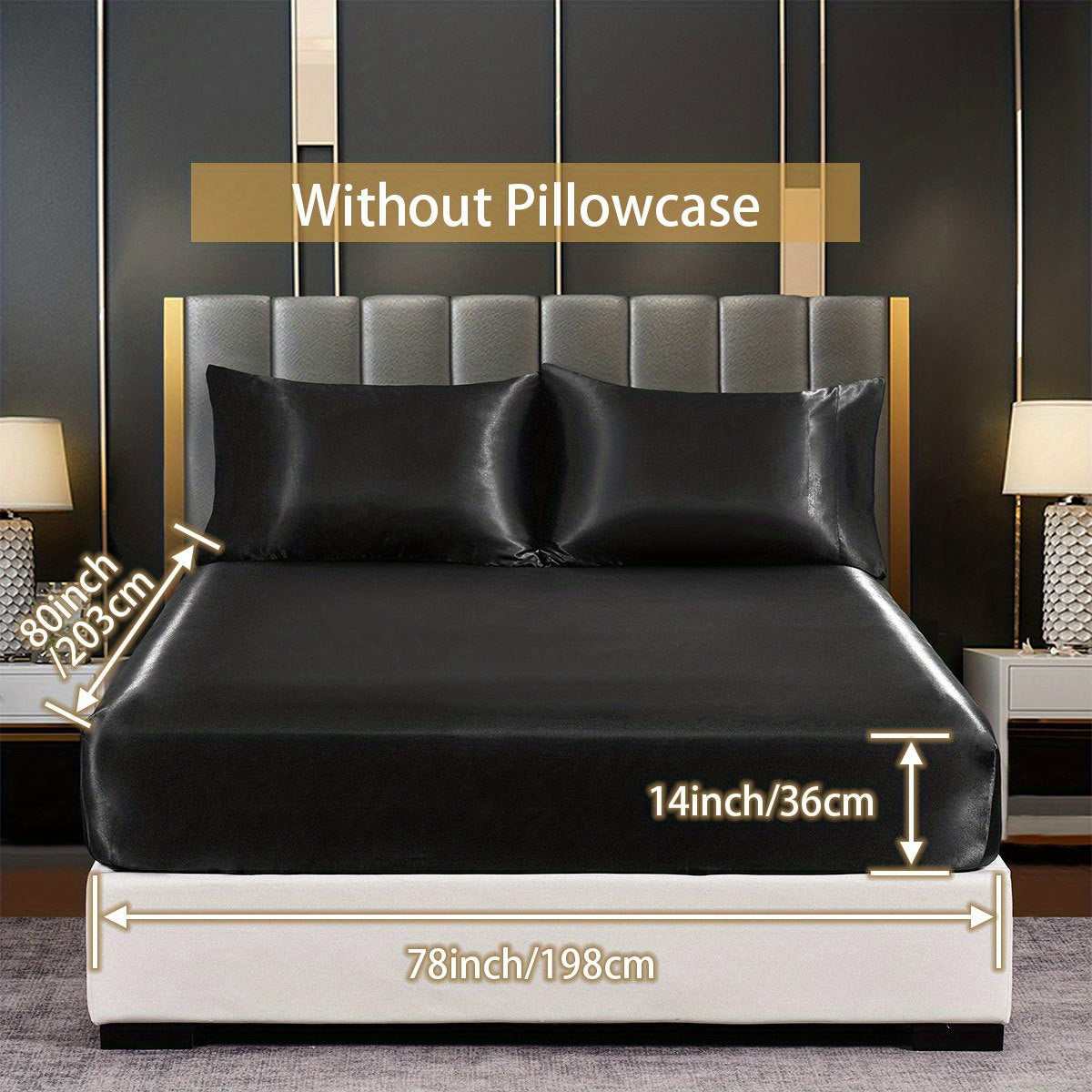 Satin Solid Color Fitted Sheet Luxuriously Soft Bedding for Bedroom and Guest Room