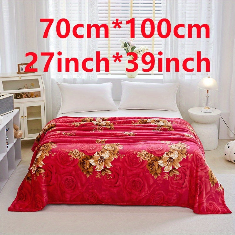 Floral Print Bed Blanket Soft Cozy Throw for Couch Sofa Bed Camping Travel