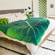 Green Leaf-Shaped Blanket with Digital Printing Cozy Couch Bed Sofa Throw