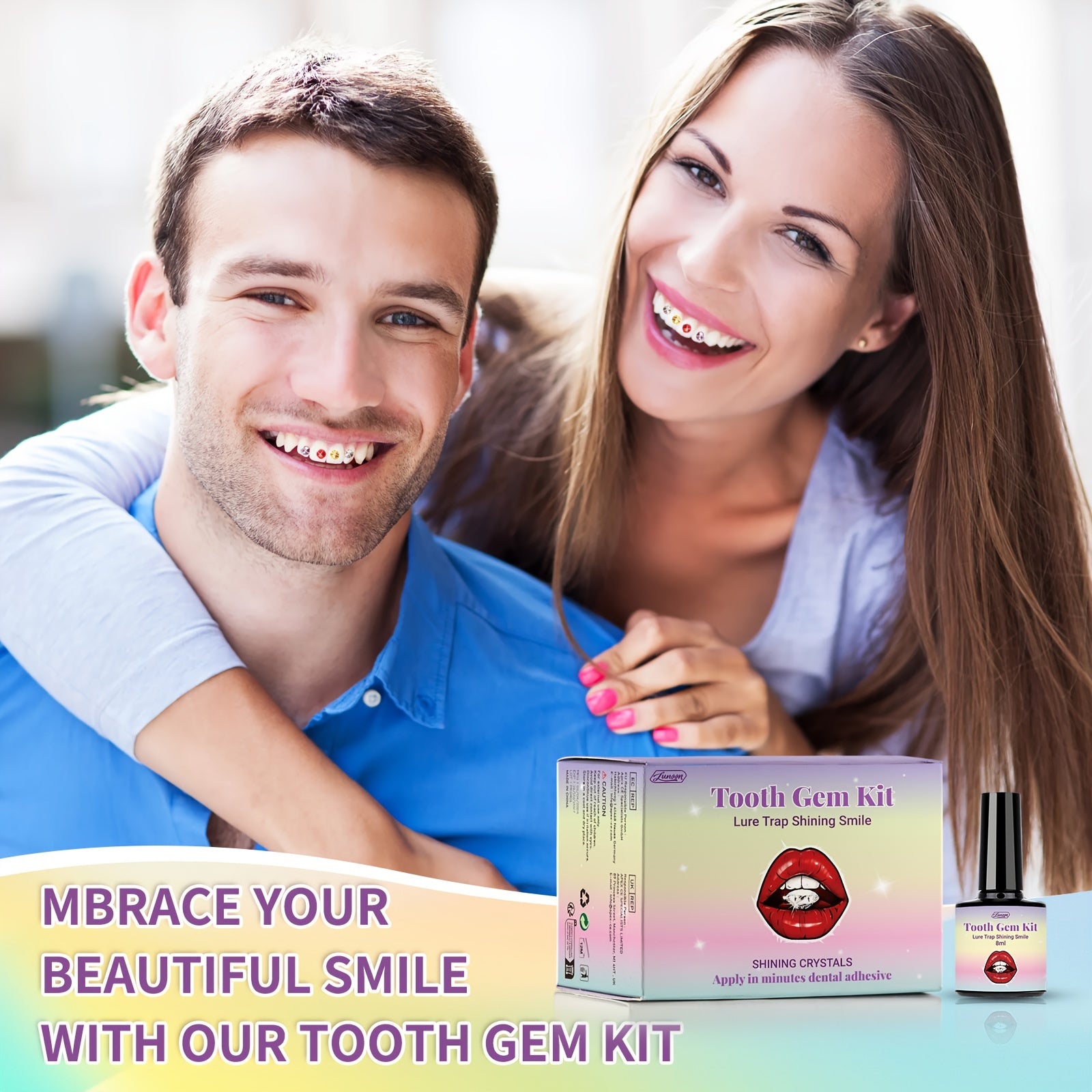 DIY Tooth Gem Kit 120pcs Crystals Diamonds Teeth Jewelry with Glue