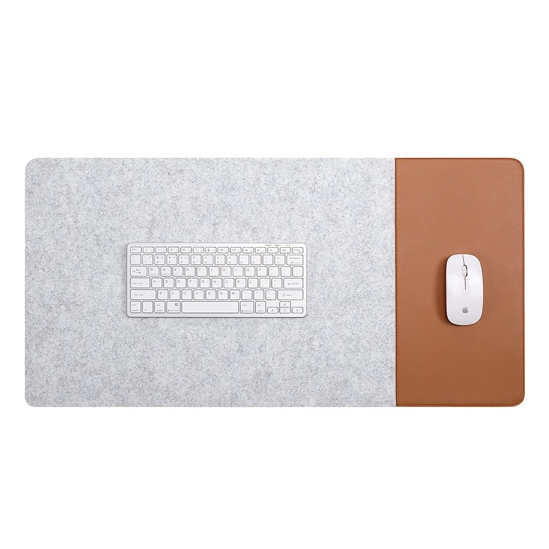Large Gaming Mouse Pad with Anti-Slip Felt Faux Leather Wrist Support for E-Sports Office Use