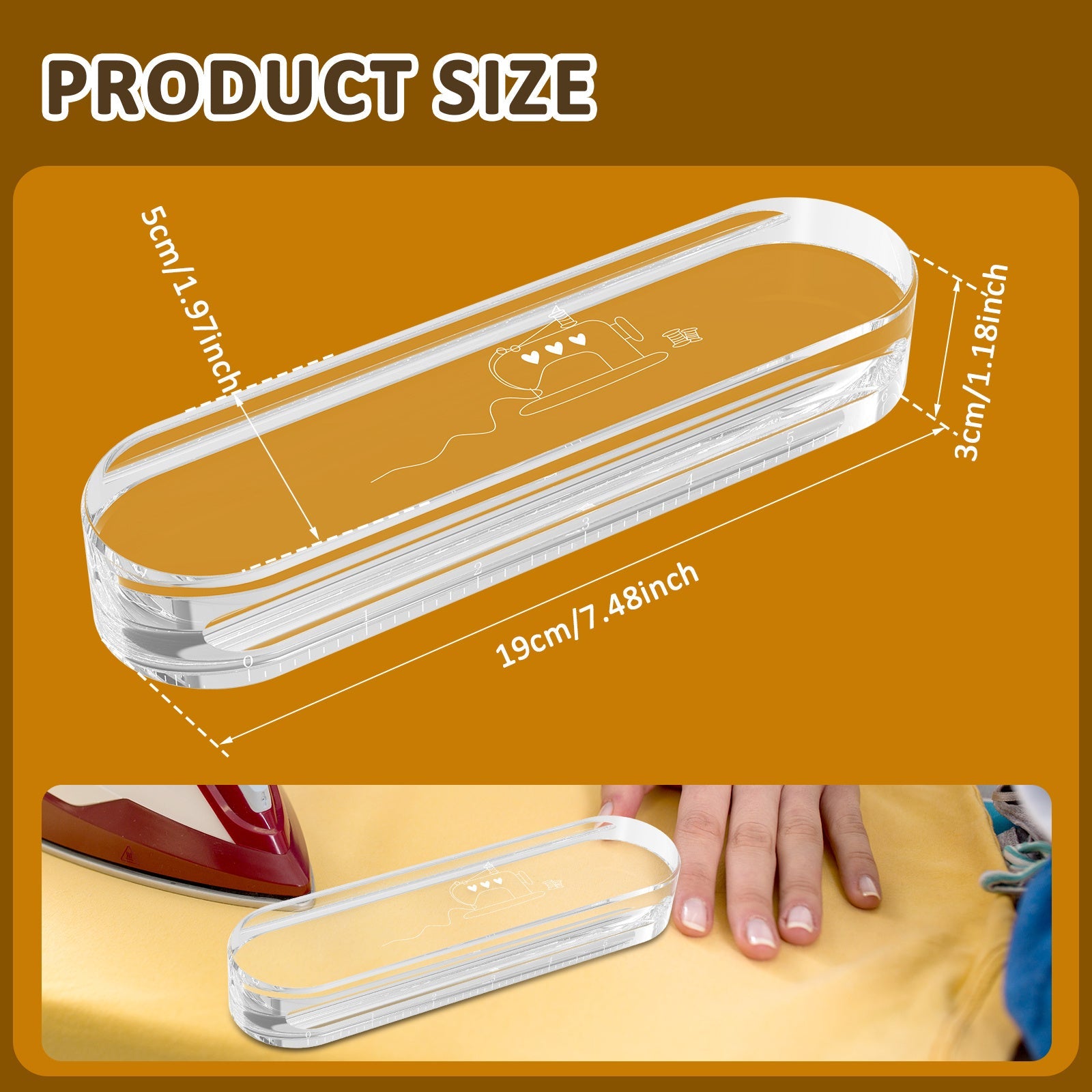 Acrylic Quilter's Clapper for Sewing and Quilting, Heat-Resistant Ironing Tool