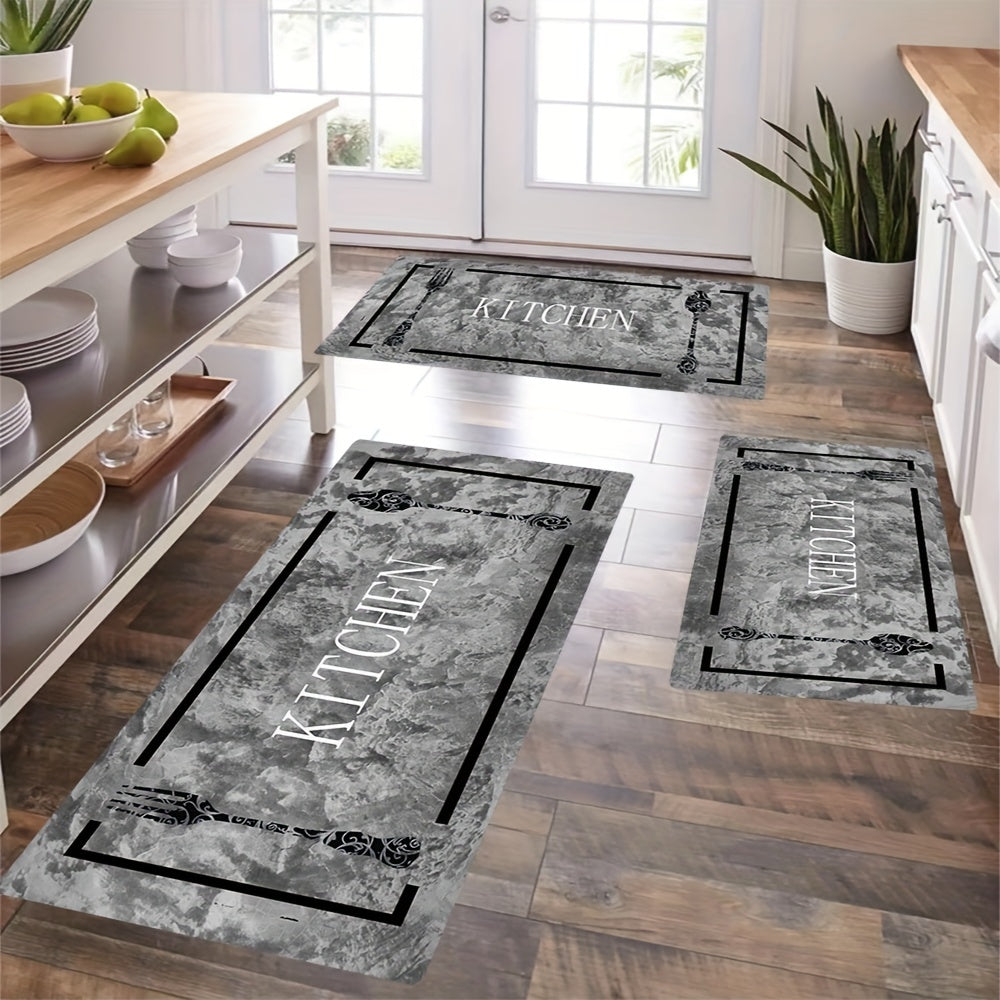 Farmhouse Kitchen Runner Rug Water-Resistant Braided Polyester Non-Slip Mat