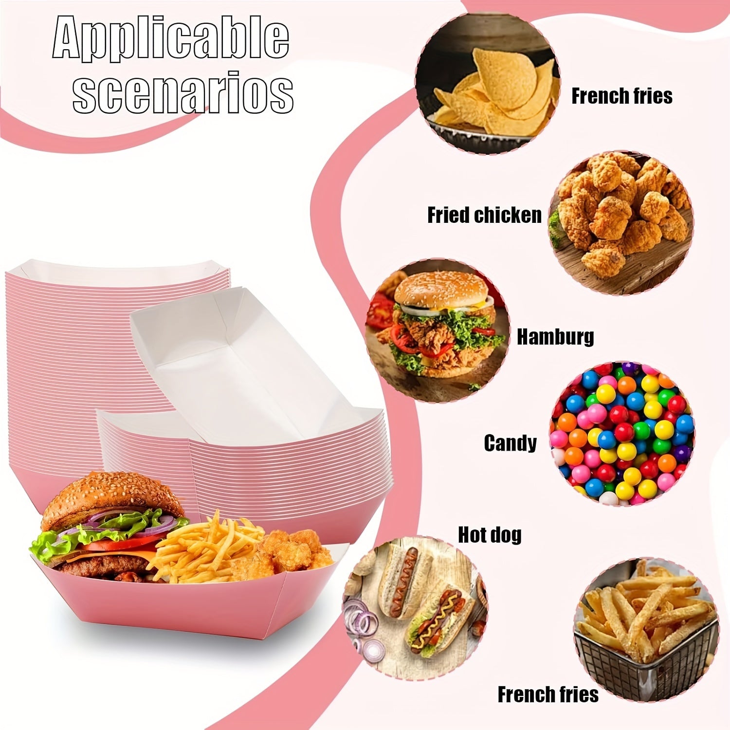 Pink Disposable Hot Dog Trays and Paper Plates Waterproof Oil Resistant for Parties Picnics and Celebrations