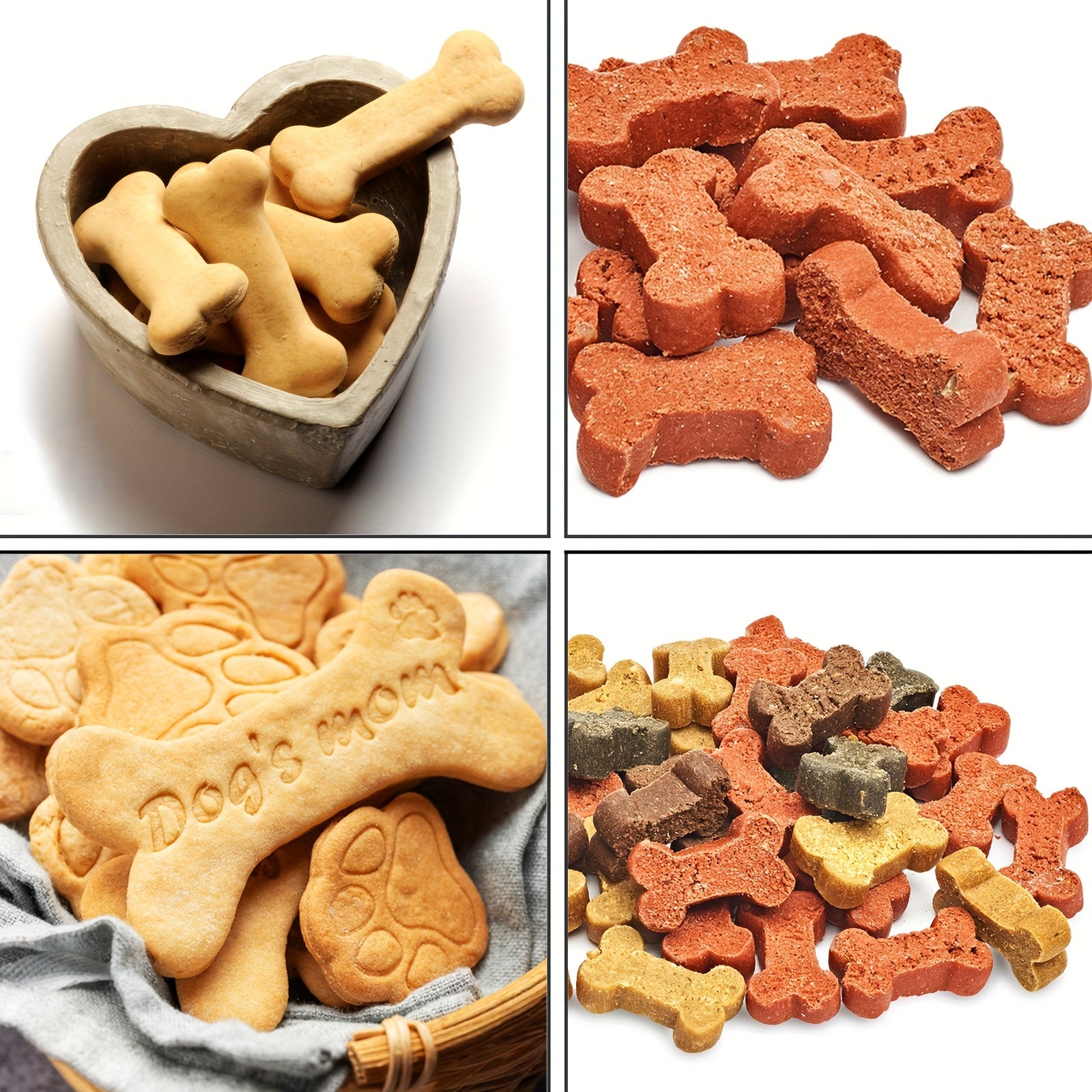 Silicone Dog Treat Mold Non-Stick Flexible Bone Paw Print Pink Blue Gray for Biscuits Ice Cubes Chocolate