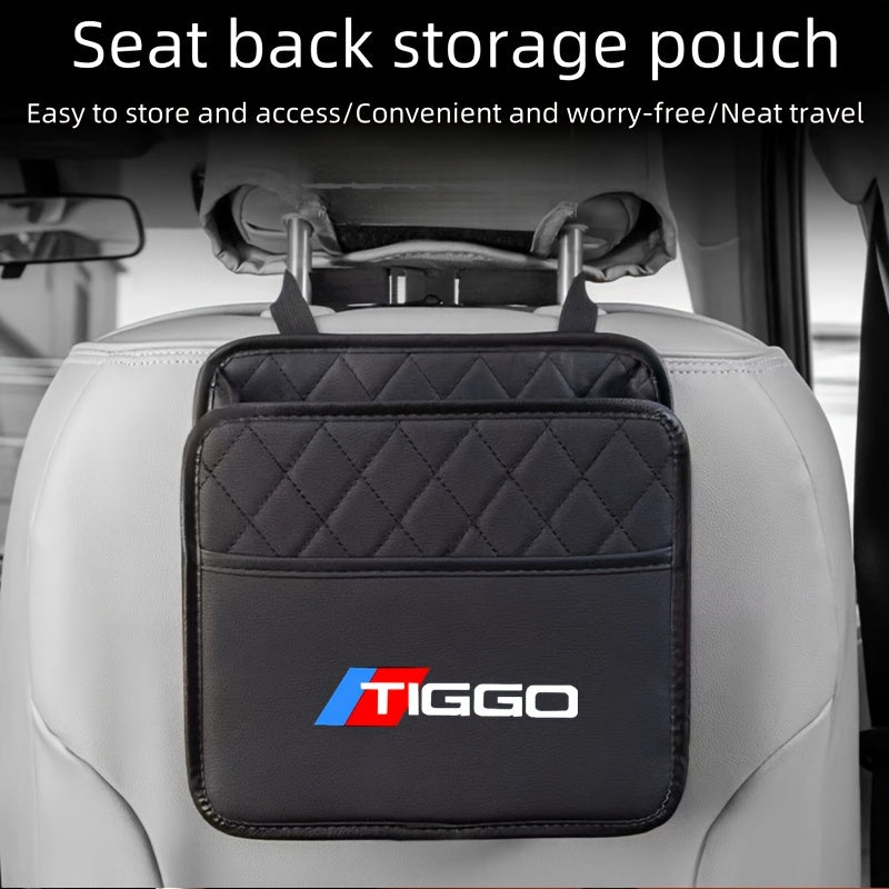 Multifunctional Faux Leather Car Storage Box With Cup Holder and Phone Pocket