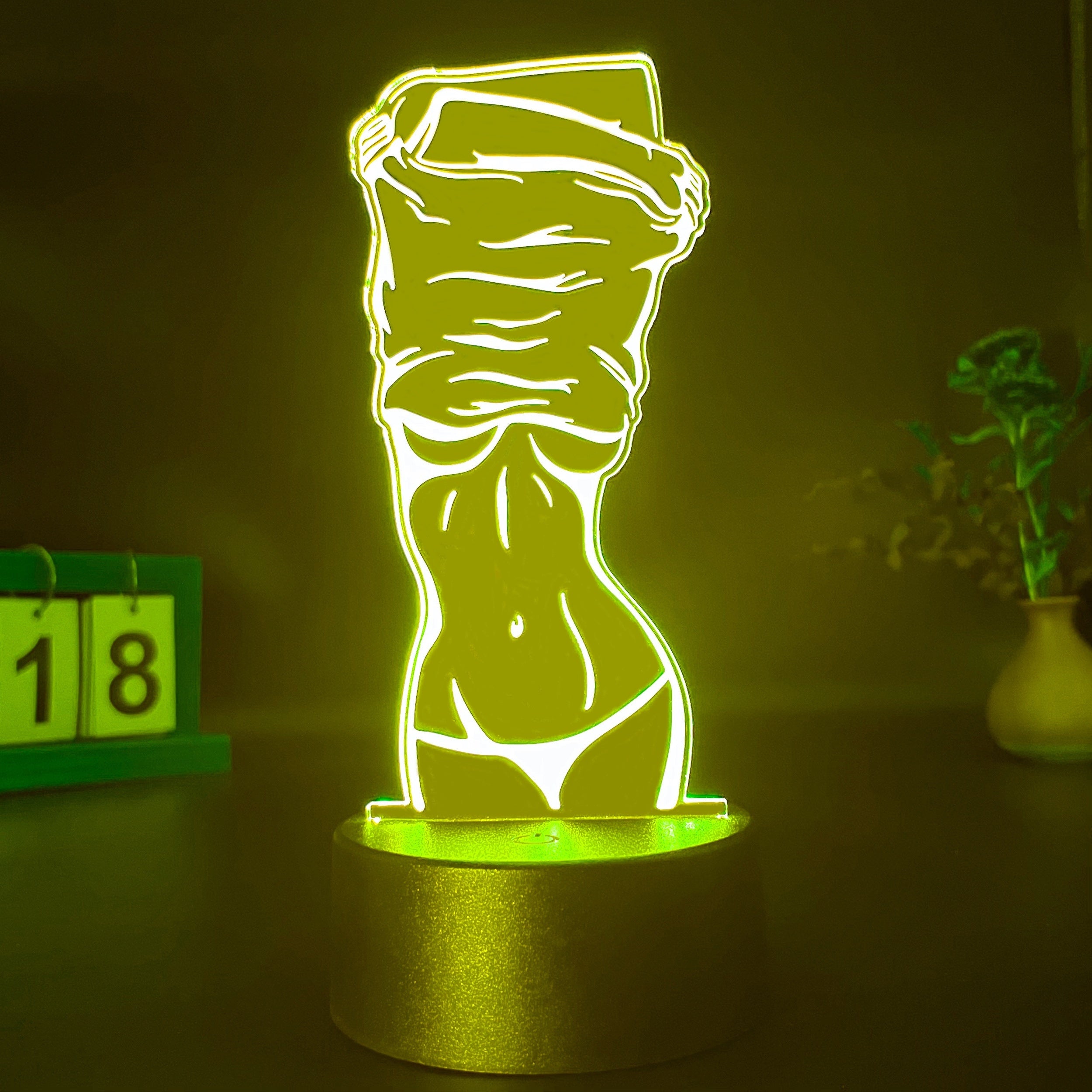 3D Illusion Night Light with Sexy Lady Design Touch Control USB Desk Lamp for Bedroom Decor