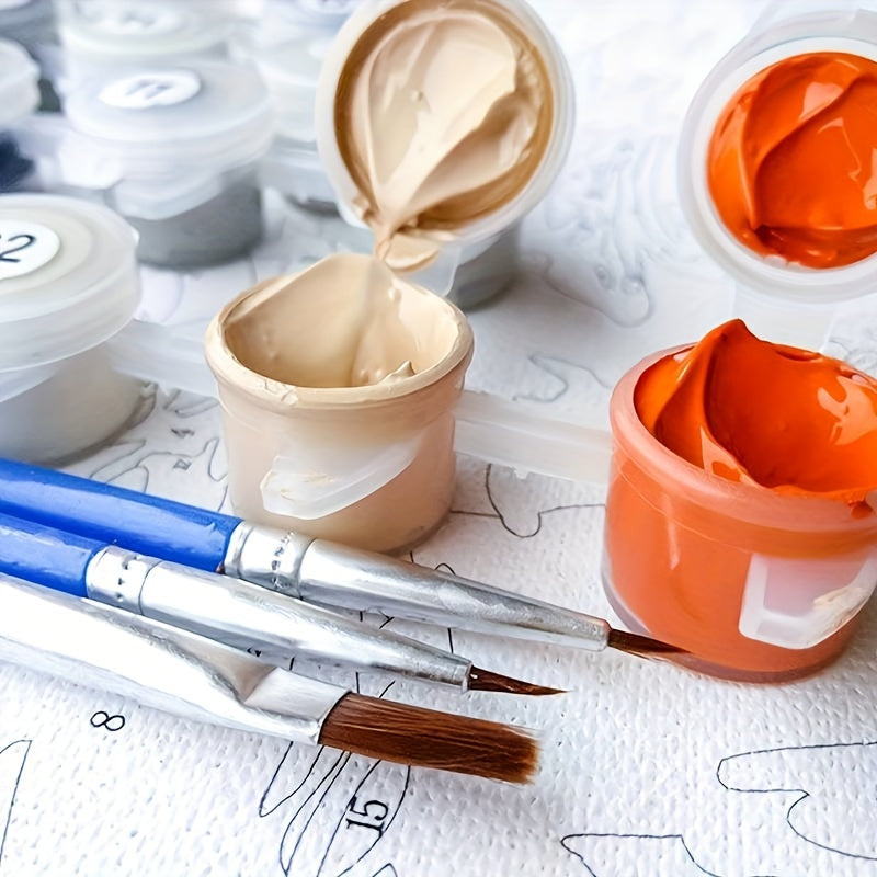 Hand-Painted Paint by Numbers Kit with Peony Design 40x50cm Frameless Canvas for Adults