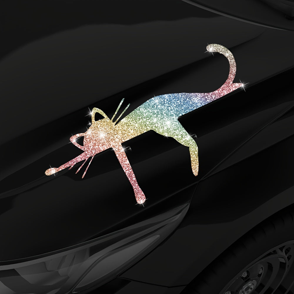 Pegatinas de gatos adorables para portátiles y equipaje, calcomanías de vinilo brillante con brillo