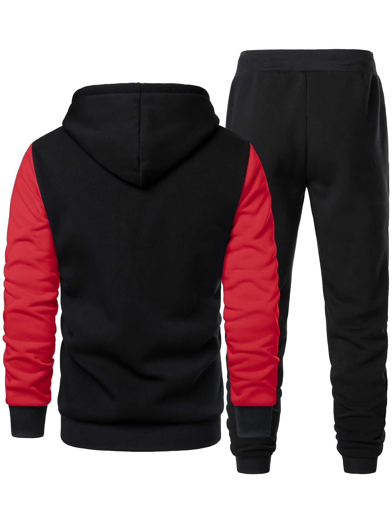 Men's Polyester Hooded Tracksuit Set with Print Pattern and Elastic Waistband
