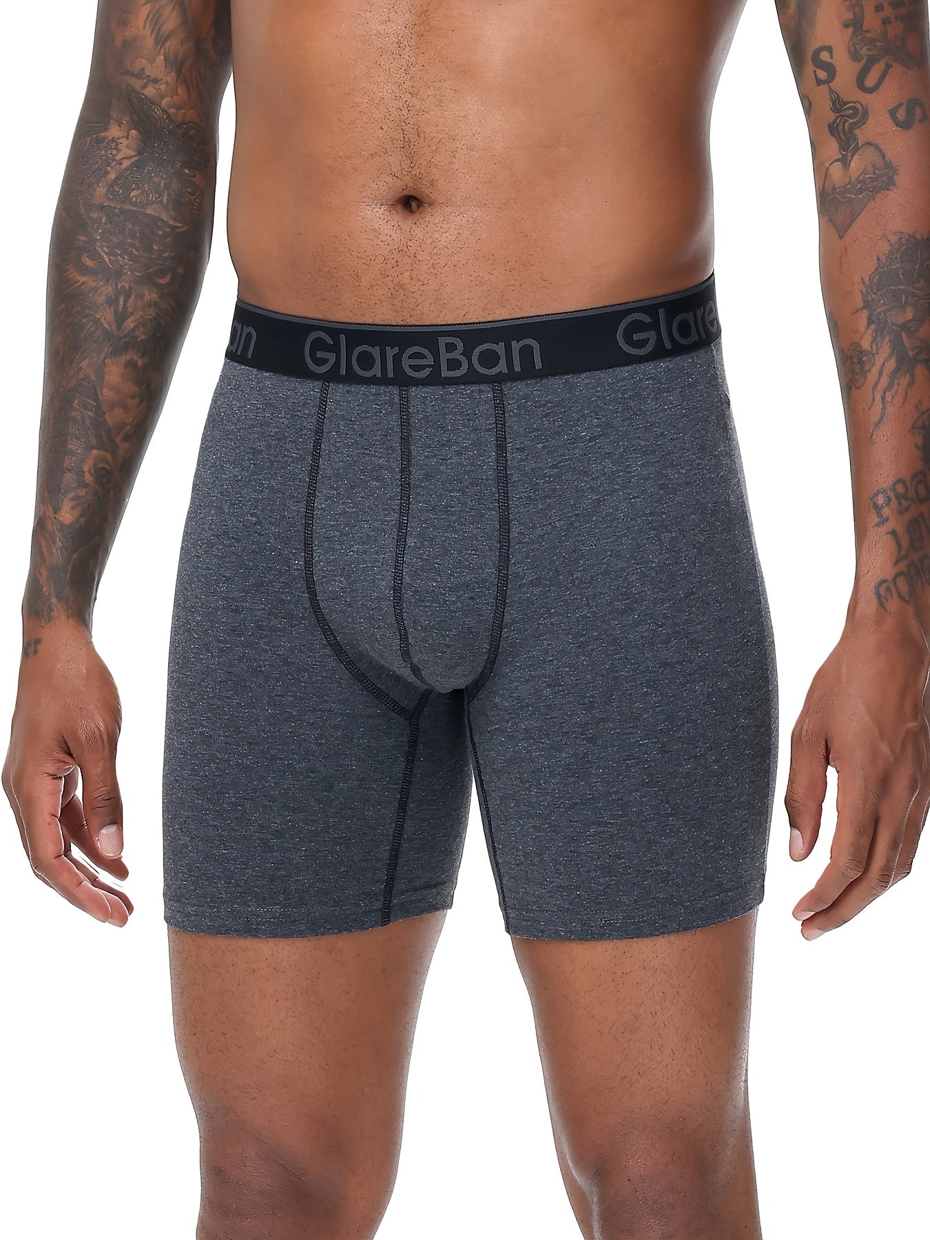 Men's Cotton Mid-Long Boxer Shorts 4-Pack Comfortable Underwear Solid Color