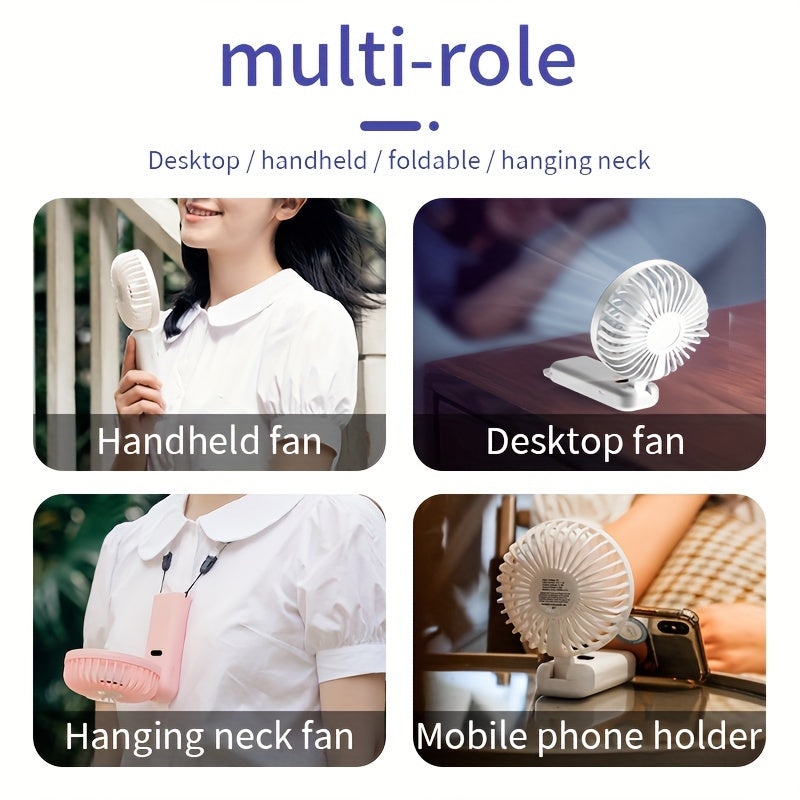 Portable Handheld Fan with 5-Speed Turbo Tilt, USB Rechargeable, Compact for Travel and Office