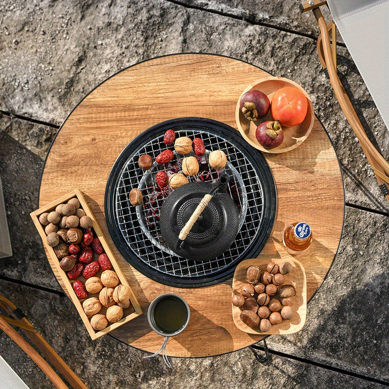 Multifunctional Camping Picnic Barbecue Table with Grill Heating Stove Indoor Outdoor