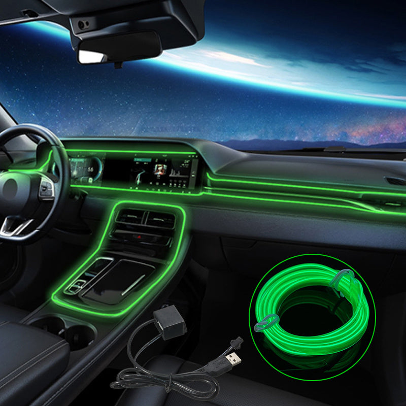 Tira de neón LED para interior de coche, luz ambiental flexible, decoración USB