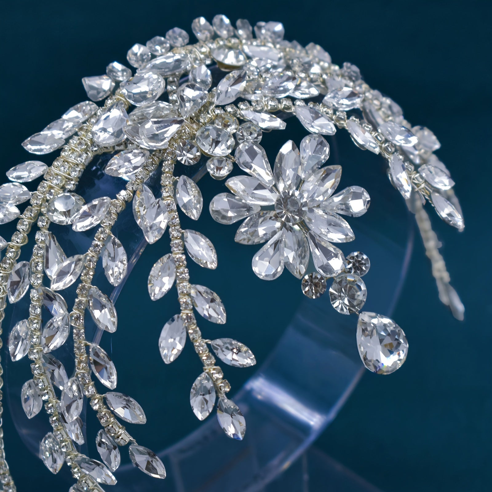 Bridal Rhinestone Headband Wedding Tiara Hair Jewelry for Brides