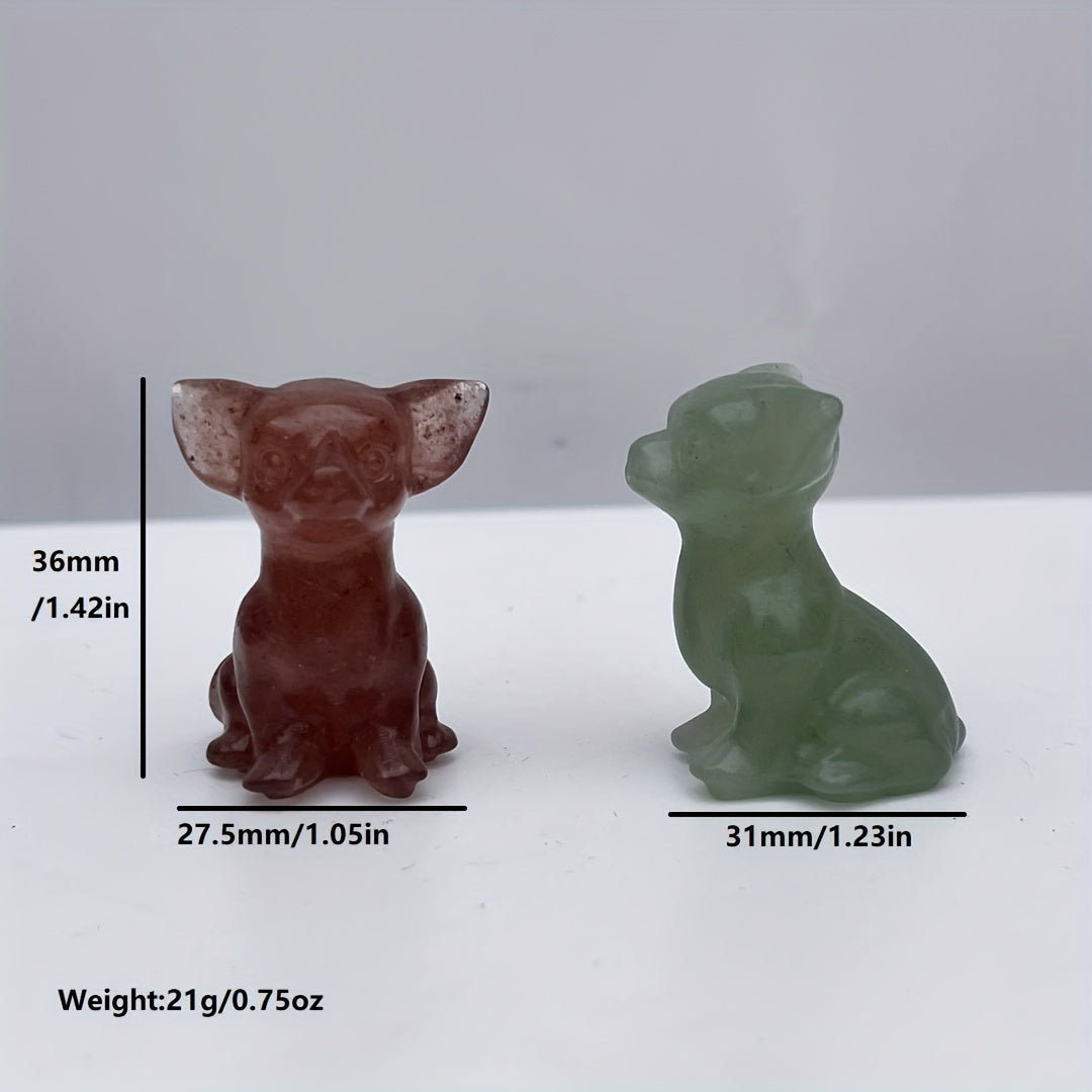 Crystal Chihuahua Dog Carving Natural Crystal Home Decor Office Decor Gift