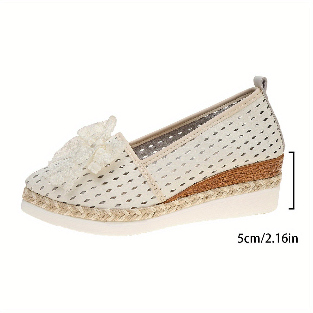 Women's White Lace-Up Wedge Loafers with Bow Pointed Toe All-Season Comfort