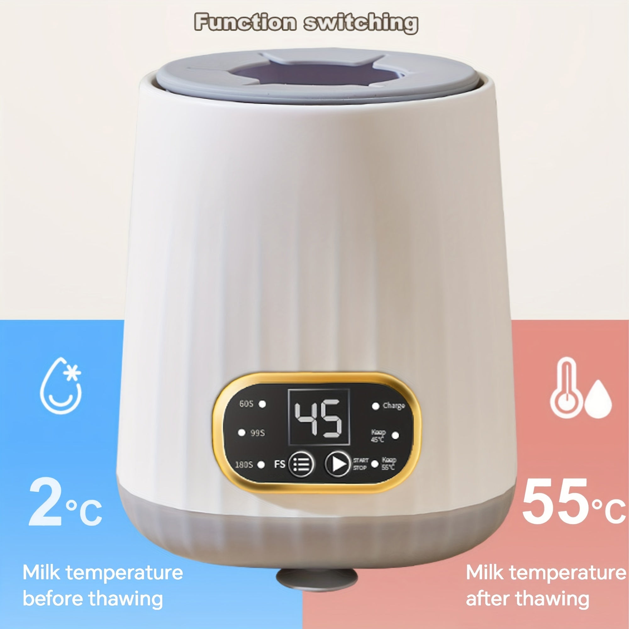 Smart Electric Milk Shaker 3-in-1 USB Rechargeable Portable Mixer with Adjustable Temperature for On-the-Go Feeding